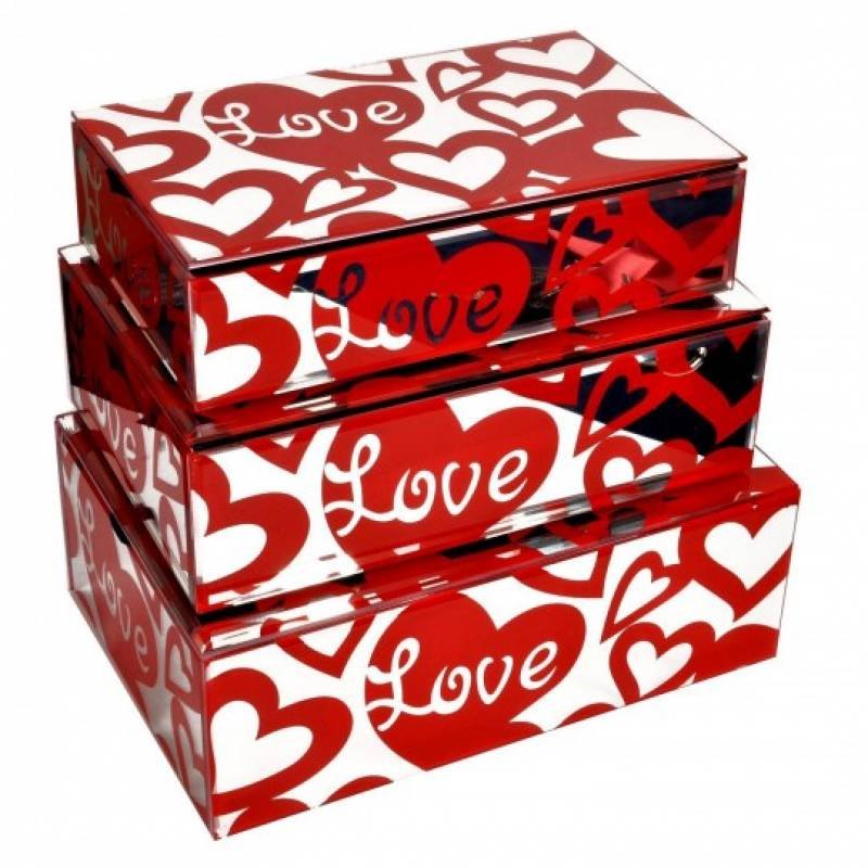 Red Love Jewellery Box ( pack of 3 )